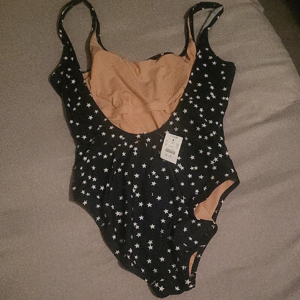 J. Crew Black Swimsuit with White Star Pattern
